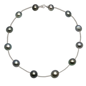 Luxus Collier mit Tahiti Perlen 13–15 mm & Weißgold - Schließe mit Brillanten
