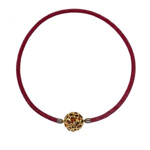 Collier Rochenleder pink mit Granate-Citrine-Wechselkugel