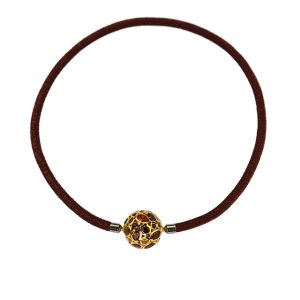 Collier Rochenleder bordeaux mit Granate - Citrine Wechselkugel