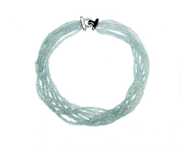 Collier Aquamarin 8-reihig, facettiert geschliffen