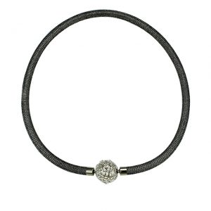 Elegante Sterling Silber Kugel auf Strickcollier anthrazit