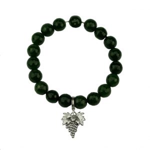 Elegantes Armband Jade dunkelgrün mit "Weinreben" 925er Silber