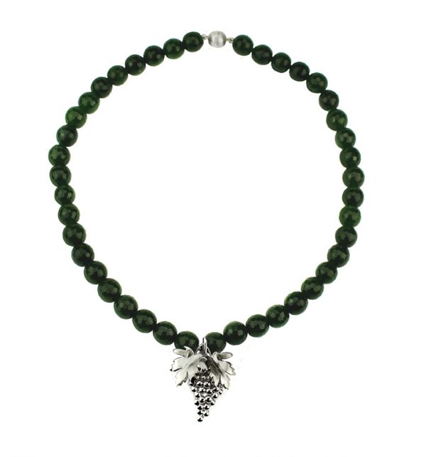 Collier Jade mit Weinreben 925er Silber