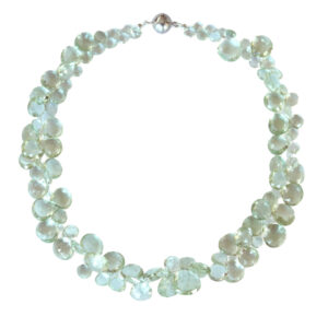 Collier mit facettierten Prasolith-Tropfen (grüner Amethyst) – 925 Silber