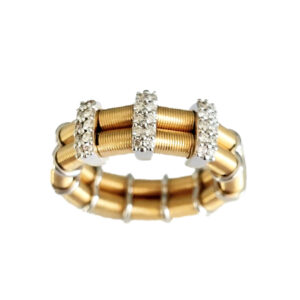 Exklusiver Ring dehnbar aus 750 Gelbgold & 750 Weißgold mit 0,27 ct Brillanten