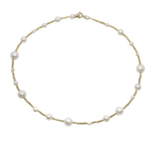 Collier / Gelbgold / Süßwasser Perlen