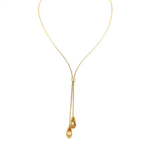 Collier Gelbgold mit Brillanten und Beryll-Tropfen