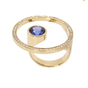 Ring 750 Gelbgold /  Brillanten / Tansanit / "Univers"
