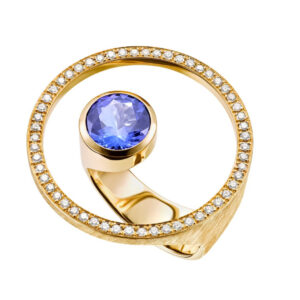 Ring 750 Gelbgold /  Brillanten / Tansanit / "Univers"