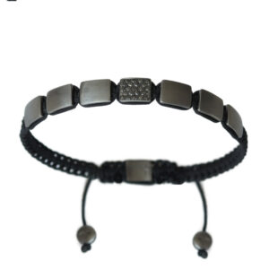 Luxus Herren Armband 925 Silber mit schwarzen Diamanten, kleinstes Innenmaß 65 x 57 mm (vergrößerbar)