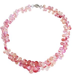 Collier Padparadscha Saphir mit Diamanten & 750 Weißgold – Exklusiver Edelsteinschmuck