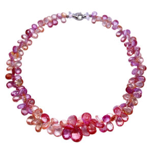 Collier Padparadscha Saphir mit Diamanten & 750 Weißgold – Exklusiver Edelsteinschmuck