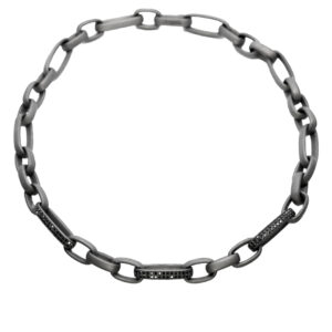Collier aus mattiertem Titan mit schwarzen Diamanten 2,94 ct – 54 cm