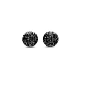 Exklusive Ohrstecker (6 mm Durchmesser) aus 750 Weißgold mit schwarzen Diamanten  – elegant & feminin
