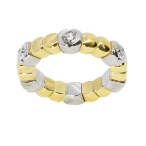 Luxuriöser Brillantring aus 750 Gelb- & Weißgold mit elastischer Titanfeder / 6 Brillanten gesamt 1,20 ct