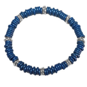 Armband / Titan / Keramik blau / 585 Weißgold-Ringe /