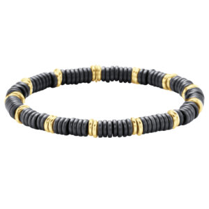 Herren-Armband mit schwarzer Keramik & 585 Gelbgold – sportliche Eleganz