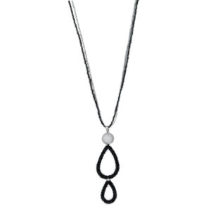 Kette mit schwarzem Spinell, Hämatit & Zirkonia – 925 Silber – 92 cm