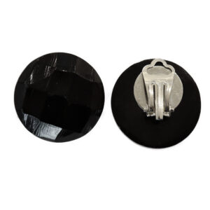 Ohrclips aus schwarzem Horn – Facettiert geschliffen, 29 mm
