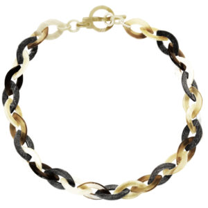 Collier aus Büffelhorn poliert & mattiert – Handgefertigte Hornkette 45 cm