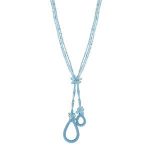 Exklusive Y-Kette mit Aquamarin – 3-reihig